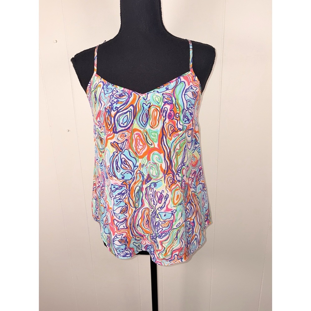 lilly pilitzer S‎ Purfect Silk Dusk Top Abstract Fish Print